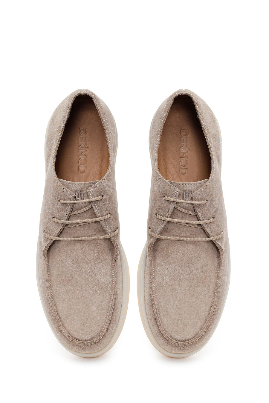 Male Beige Lace-up Suede Casual Shoes