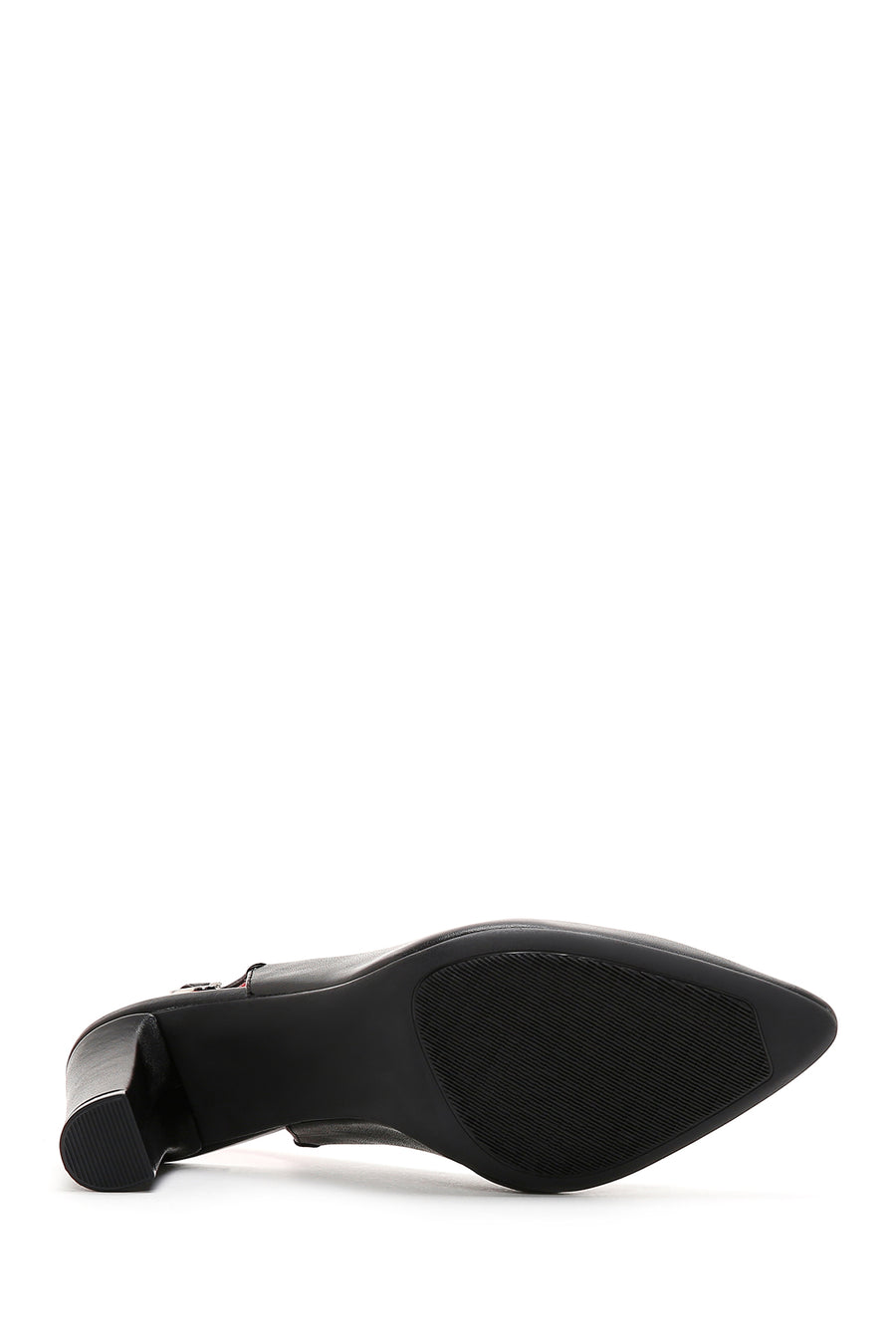 Derimod Gritti Women's Black Slingback Thick Heeled Leather Shoes