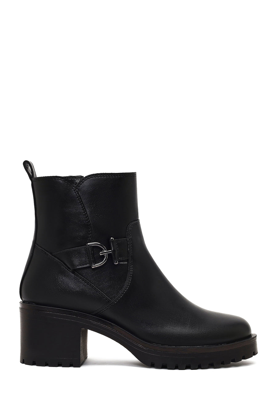 Women's Black Zippered Thick Heeled Boots 25WFE251518 | Derimod