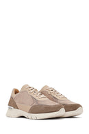 Woman Mink Laced Thick Sole Leather Sneakers | Derimod