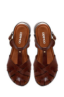 Women's Brown Buckle Leather Bodrum Sandals | Derimod