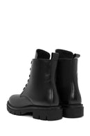 Woman Black Zippered Leather Boat | Derimod