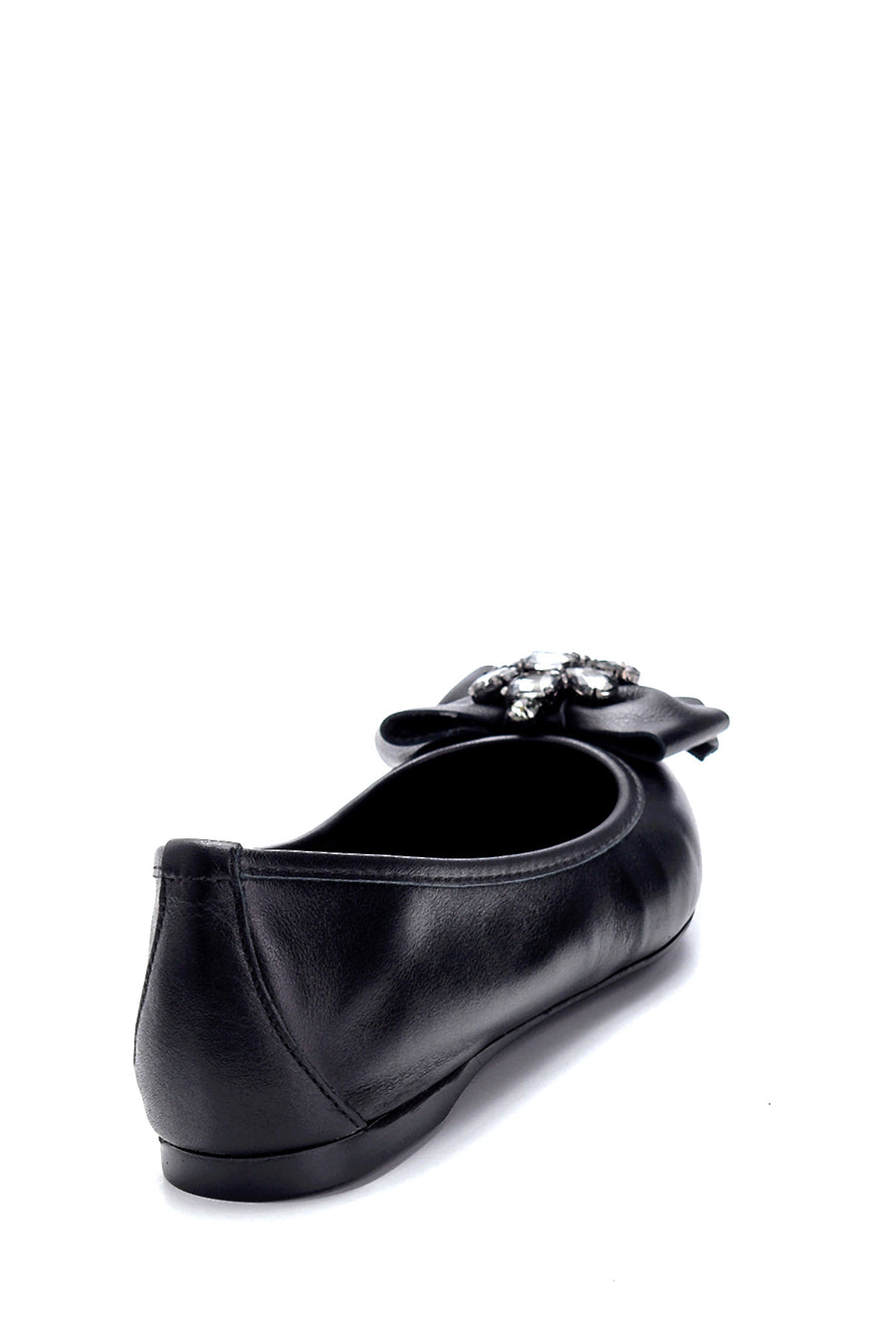 Women's Leather Stone Detailed Ballerinas