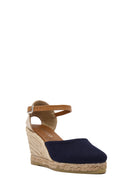 Women's Navy Blue Ankle Strap Wedge Heeled Espadrille | Derimod