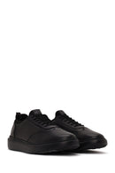 Male Black Lace-Up Thick-Soled Leather Sneaker | Derimod