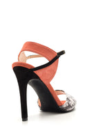 Women's Crocodile Detailed Suede Heeled Shoes | Derimod