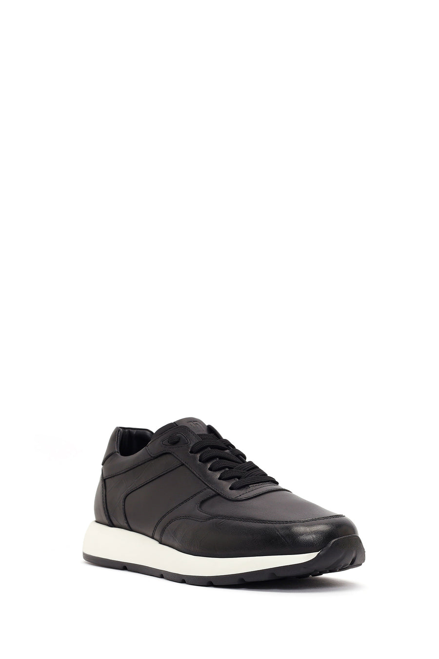 Erkek Siyah Bağcıklı Deri Sneaker