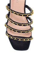 Women's Black Chain Detailed Flat Slippers | Derimod