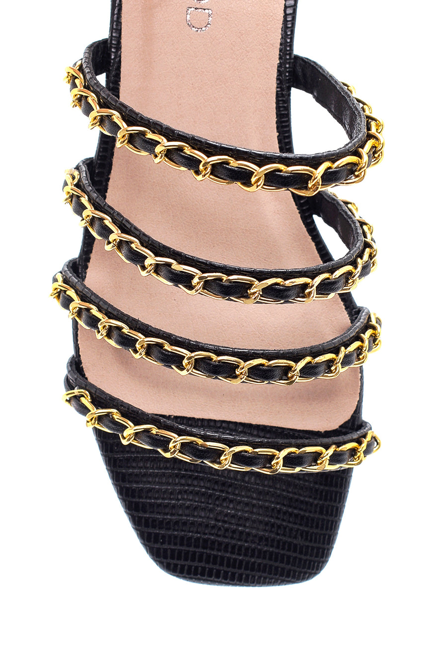 Women's Black Chain Detailed Flat Slippers