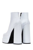 Women's White Leather Platform High Heel Boots | Derimod