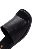 Women's Black Leather Slippers | Derimod
