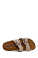 Birkenstock Women's Mink Suede Leather Double Buckle Arizona Sfb Flat Slippers | Derimod