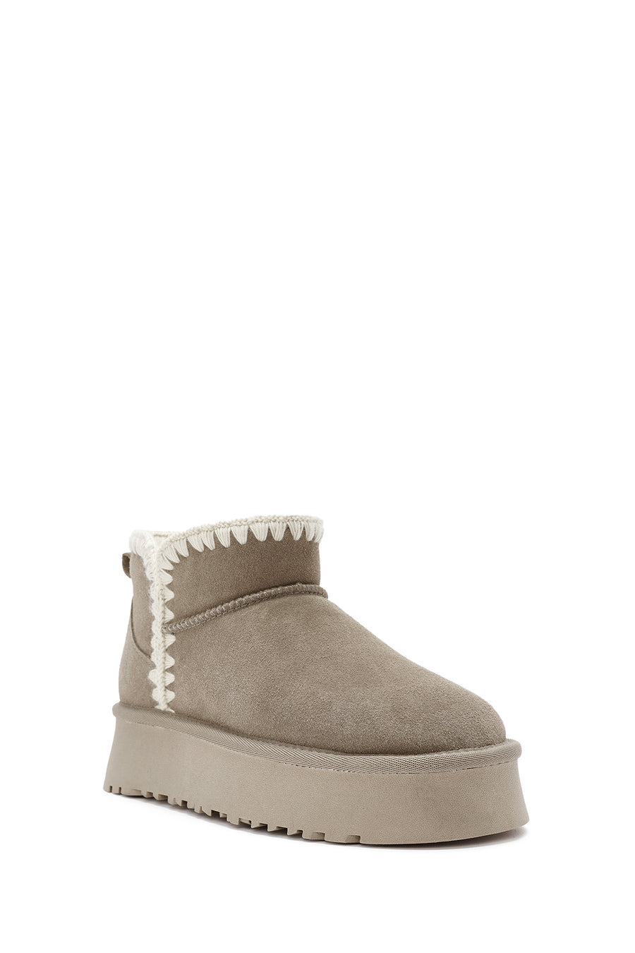 Women's Mink Fur Detailed Thick-Soled Suede Leather Boots