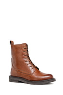 Geox Women's Tan Serilda Laced Leather Boots | Derimod