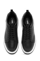 Men's Black Lace-up Thick-Sole Leather Sneaker | Derimod