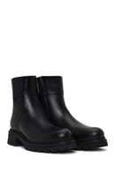 Woman Black Zip Closure Thick-Soled Leather Casual Boots | Derimod