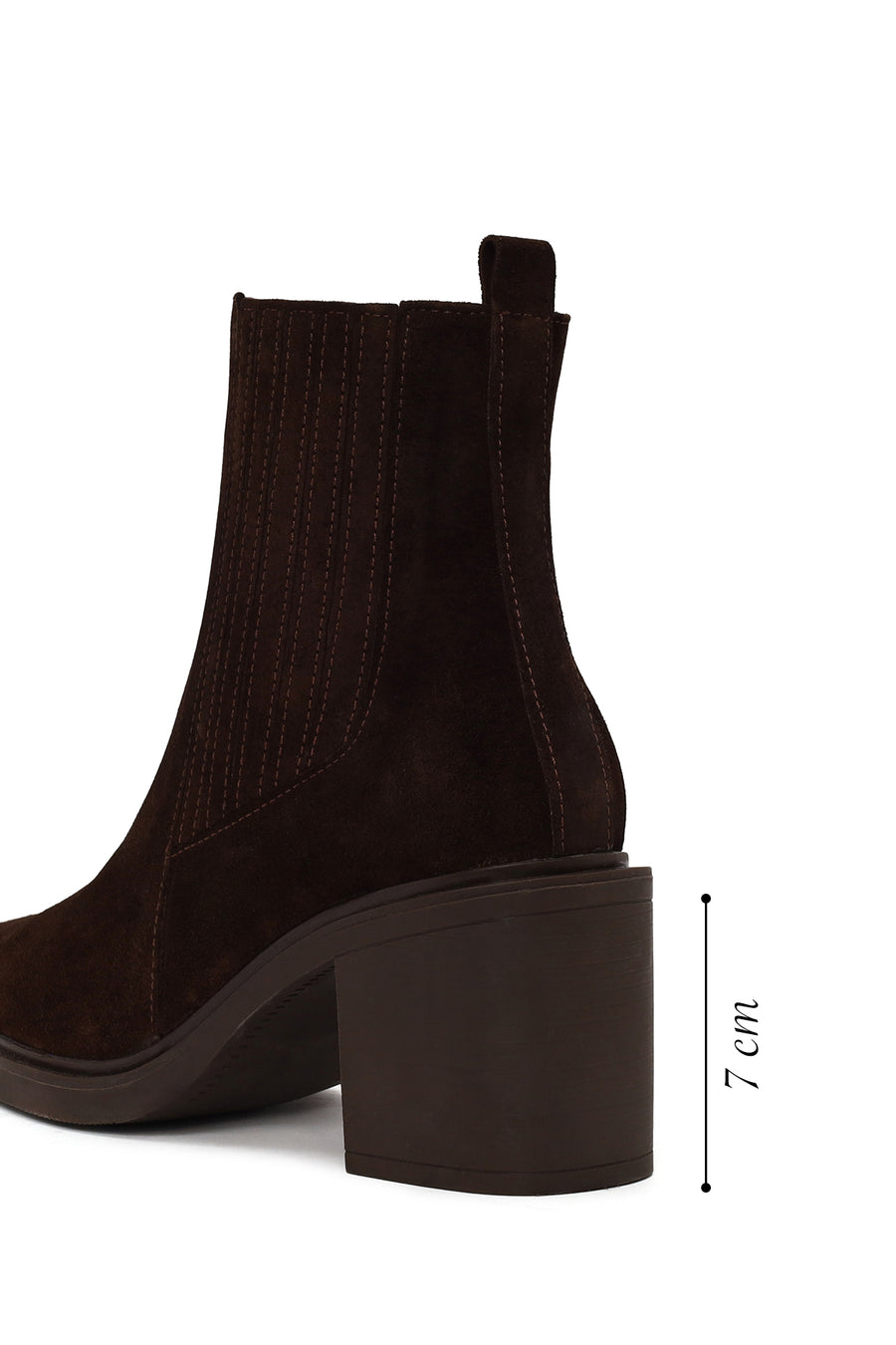 Woman Brown Zip Closure Chunky Heeled Suede Boots