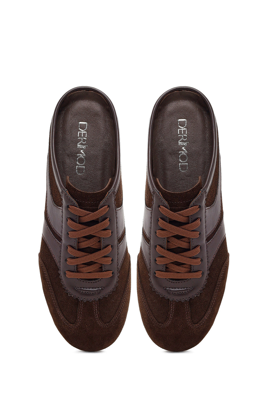 Women's Brown Mule Backless Suede Leather Sneaker