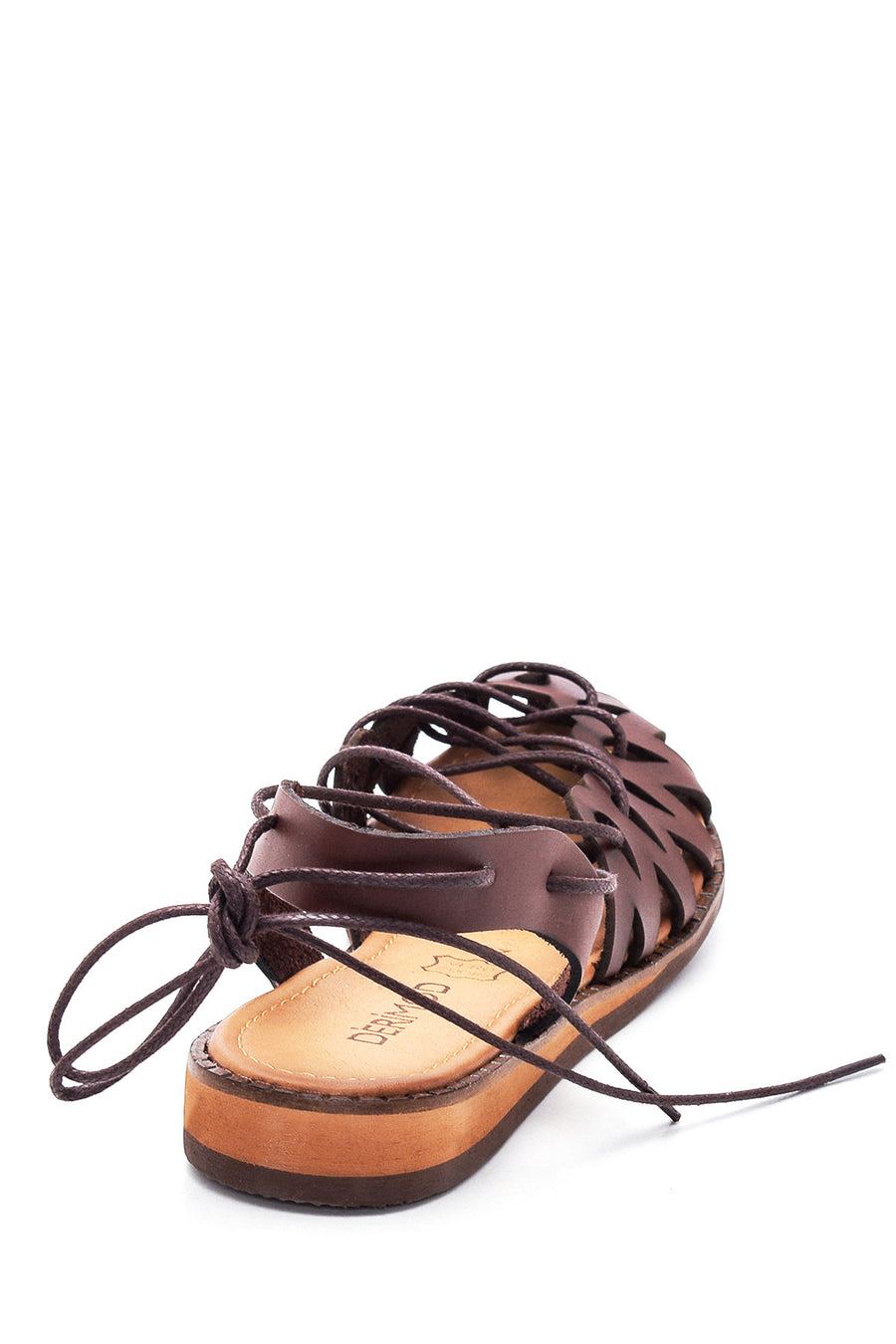 Women's Brown Leather Flat Bodrum Sandals