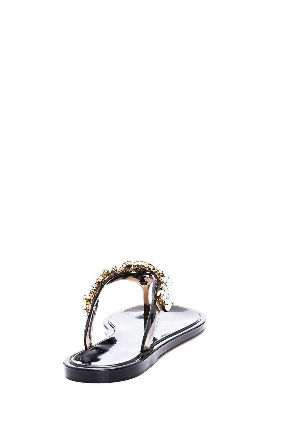 Women's Black Transparent Stone Flip Flops