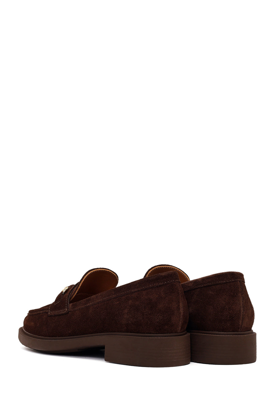 Woman Brown Buckled Suede Loafer