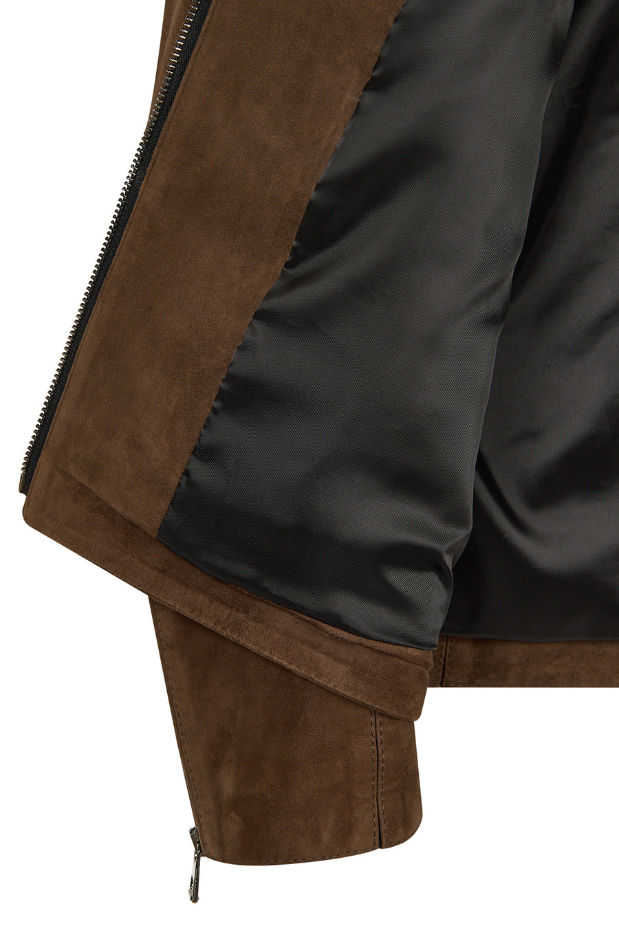 Musıala Erkek Taba Fermuarlı Slim-Fit Süet Deri Ceket