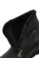Woman Black Zip Closure Leather Comfort Boots | Derimod