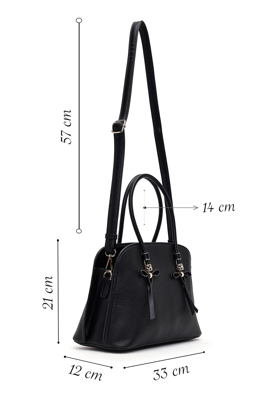 Women's Black Long Strap Classic Handbag