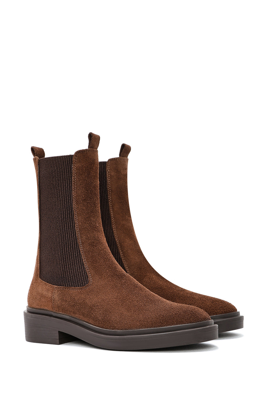 Women's Brown Suede Leather Chelsea Boots