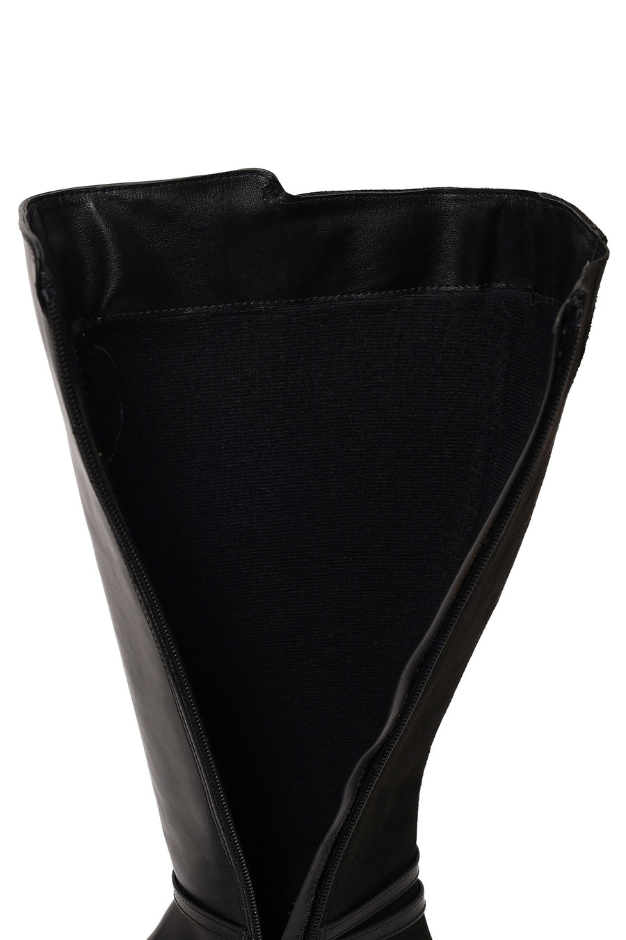 Woman Black Zip Closure Buckle Detailed Boots