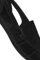 Woman Black Suede Leather Espadrille Sandals | Derimod
