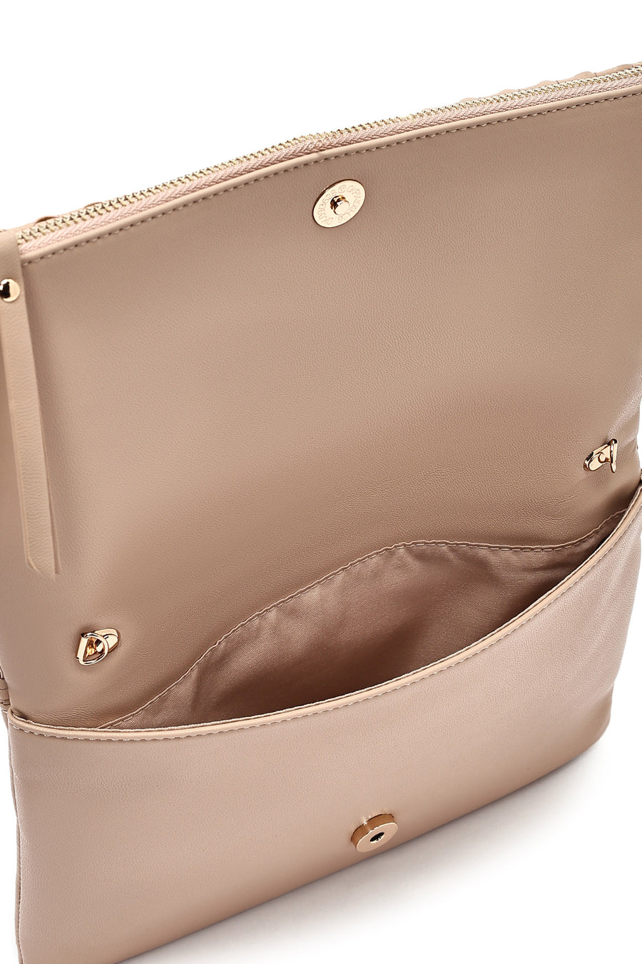 Women's Beige Long Chain Strap Braided Clutch Bag