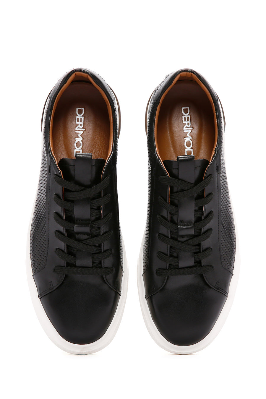 Men's Black Lace-up Leather Sneaker