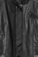 Kylie Women's Black Short Leather Jacket | Derimod