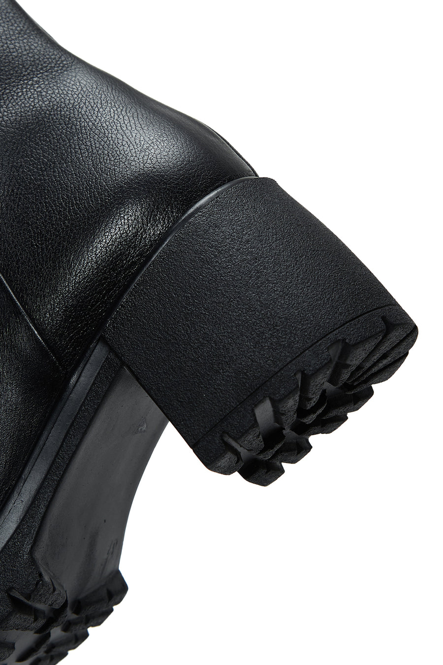 Women's Black Leather Zippered Heeled Boots