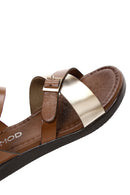 Women's Tan Ankle Strap Leather Bodrum Sandals | Derimod