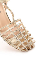 Woman Gold Ankle Buckle Open-Back Stiletto High Heel | Derimod