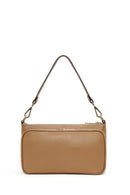 Woman Tan Long-Strap Leather Shoulder Bag | Derimod