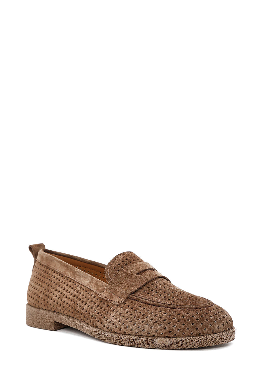 Women's Tan Suede Leather Loafer