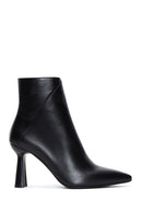 Woman Black Zip Closure Stiletto Heel Leather Boots | Derimod