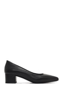 Derimod Flex Woman Black Thick-Heeled Leather Shoes | Derimod