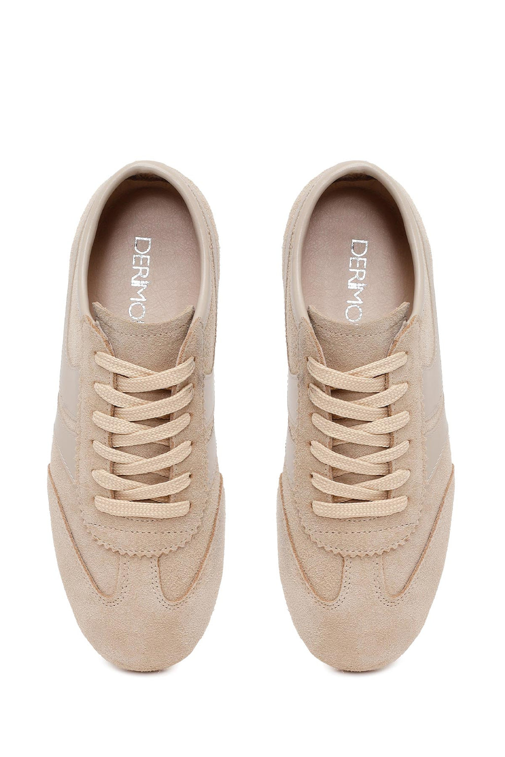 Kadın Bej Bağcıklı Süet Deri Sneaker