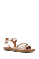Women's Gold Ankle Strap Stone Sandals | Derimod