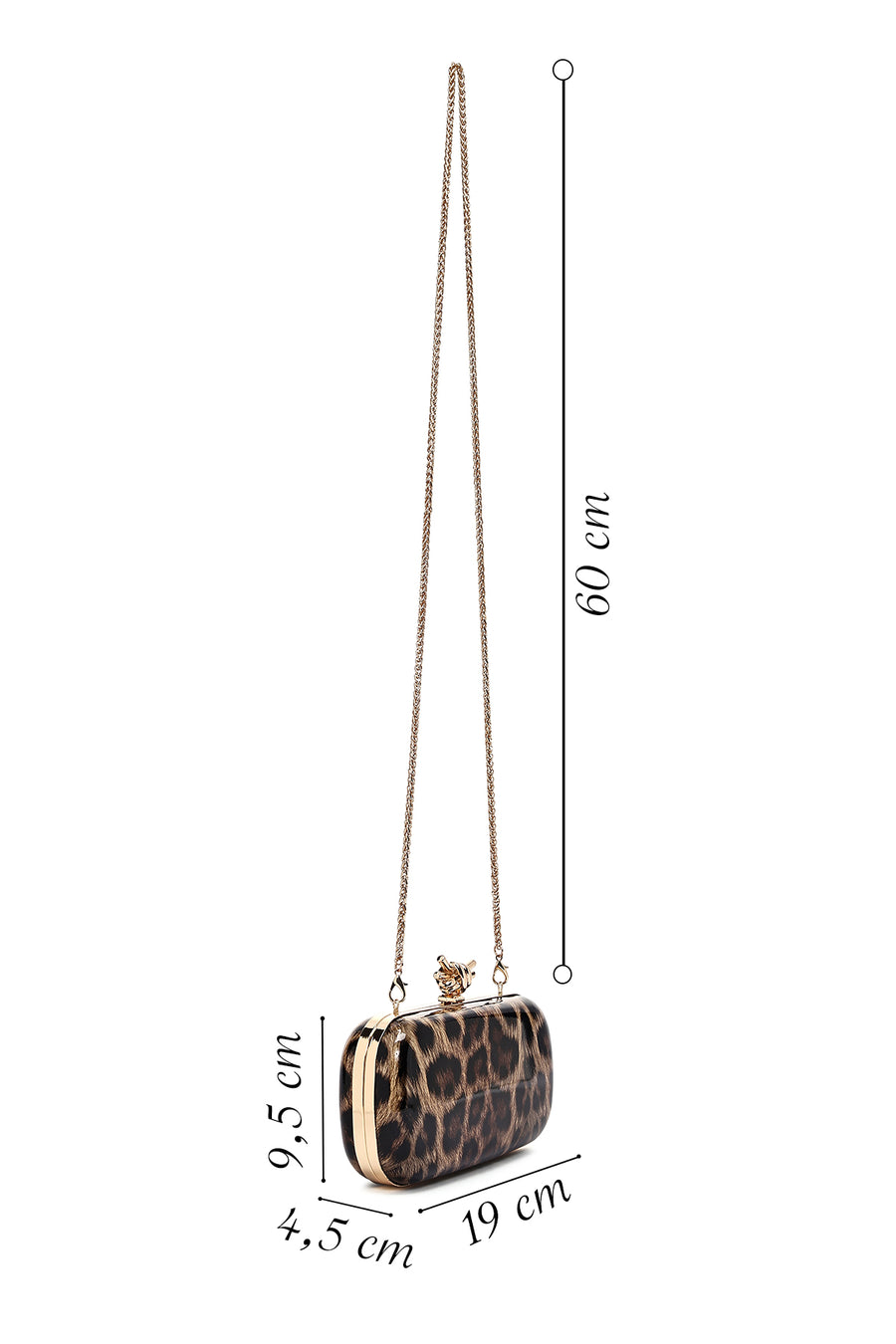 Woman Leopard Print Long Chain Strap Mini Box Evening Bag