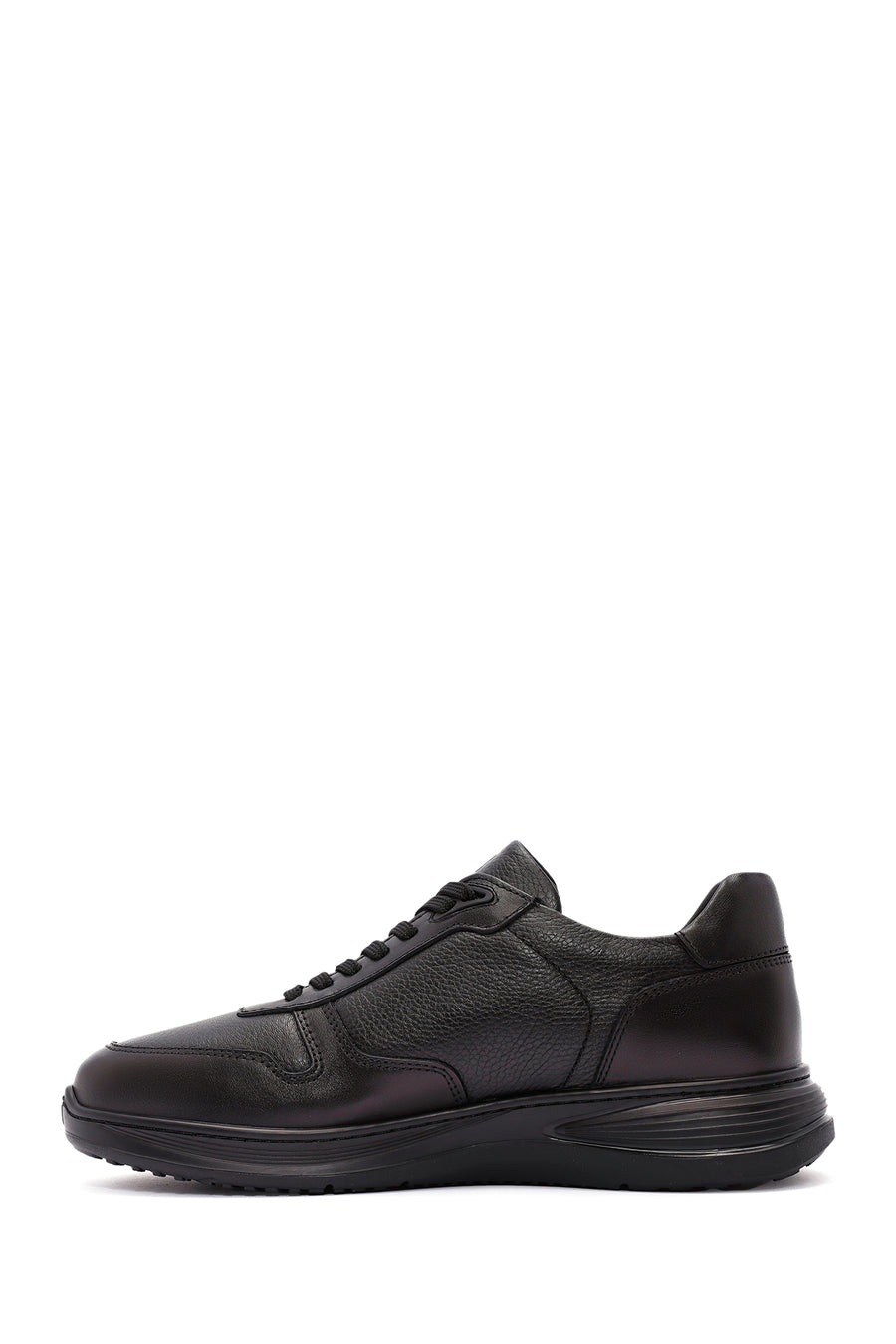 Men's Black Lace-Up Leather Casual Sneaker