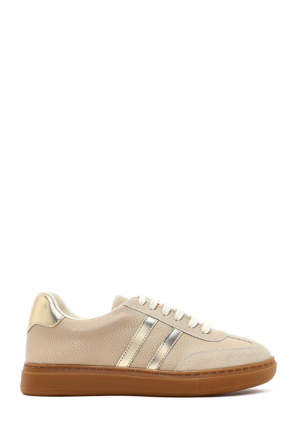 Kadın Bej Bağcıklı Sneaker
