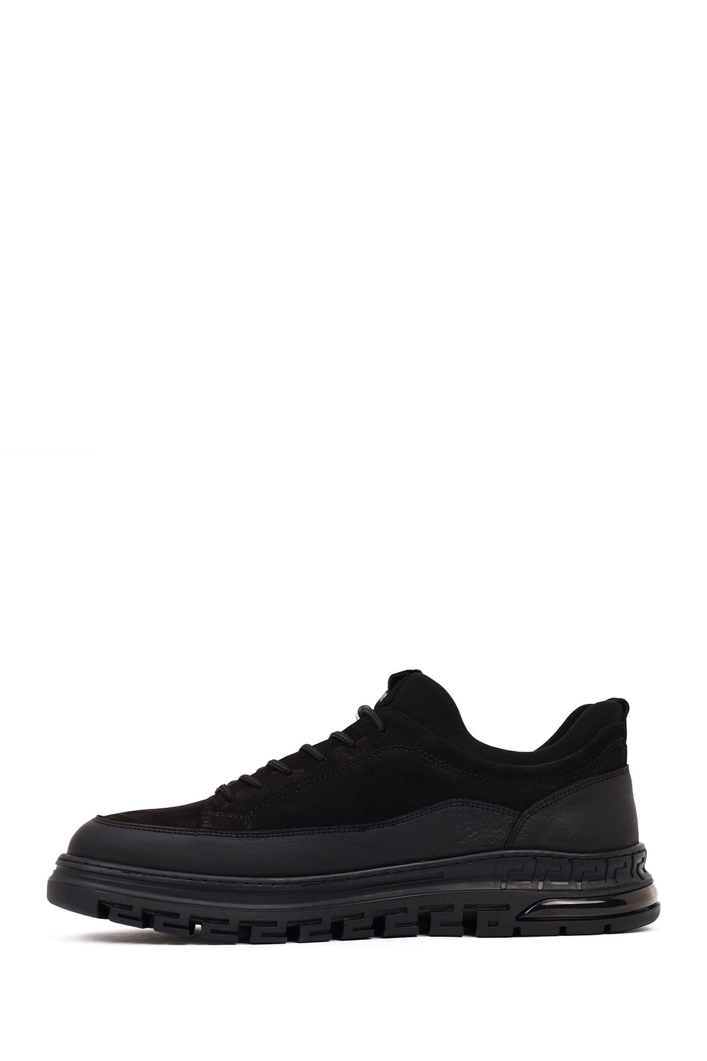Erkek Siyah Bağcıklı Nubuk Deri Sneaker