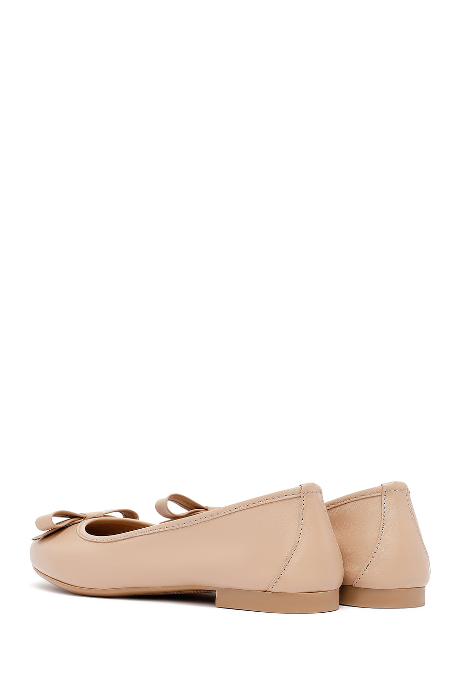 Women's Beige Leather Ballerinas