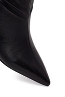 Woman Black Short Heeled Leather Boots | Derimod