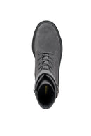 Geox Women's Gray Felleny Lace-Up Zipper Detailed Leather Combat Boots | Derimod